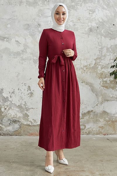InStyle Lemina Gürtelkleid Burgunderfarben