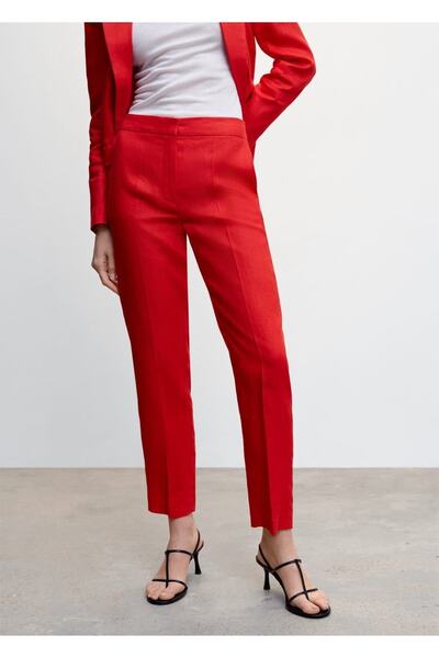 MANGO Woman Linen Jogger Pants