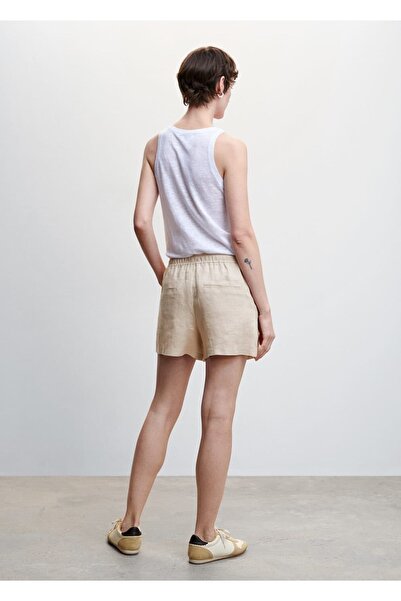 MANGO Woman Büzgülü Keten Şort