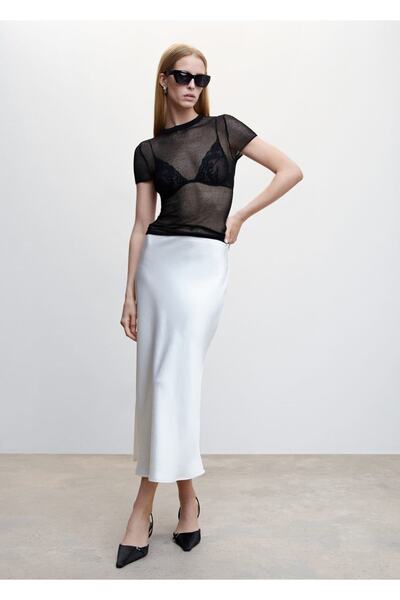 MANGO Woman Knitted T-Shirt with Hole Detail