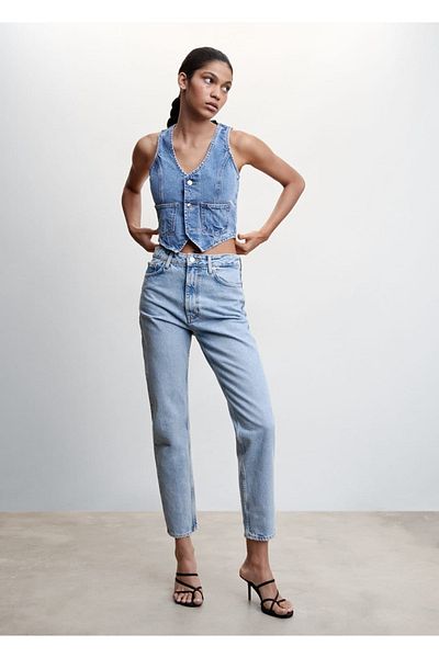 MANGO Woman Mom Jean cu talie înaltă