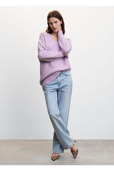 MANGO Woman V-Neck Thick Knitwear Sweater
