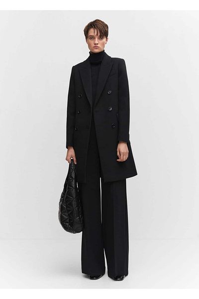 MANGO Woman Woolen Coat - Double Breasted Cut Design