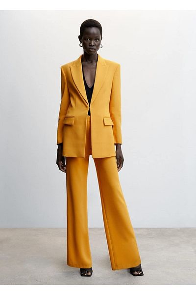 MANGO Woman Embroidered Fabric Trousers
