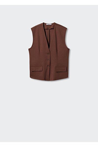 MANGO Woman Düz Kesim Oversize Yelek