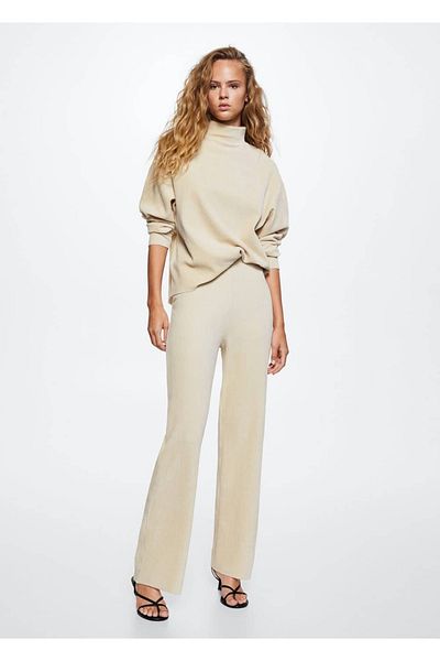 MANGO Woman Corduroy Trousers with Elastic Waist