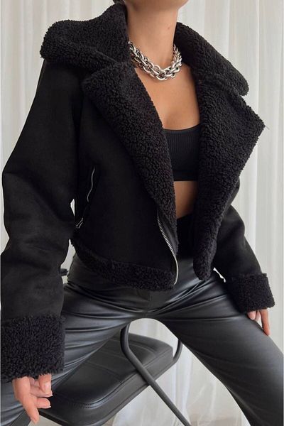 Pembenokta Moda PĂLĂMĂ INTERIOR DE PLUS CROP SUEDE