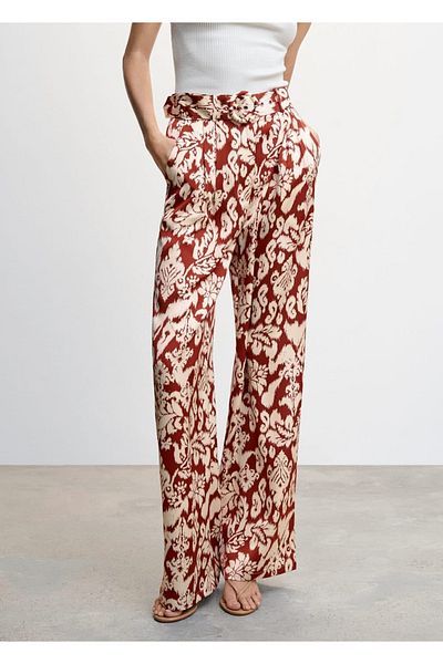 MANGO Woman Gemusterte Palazzo-Hose