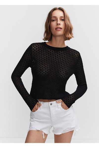 MANGO Woman Zerrissene Jeansshorts