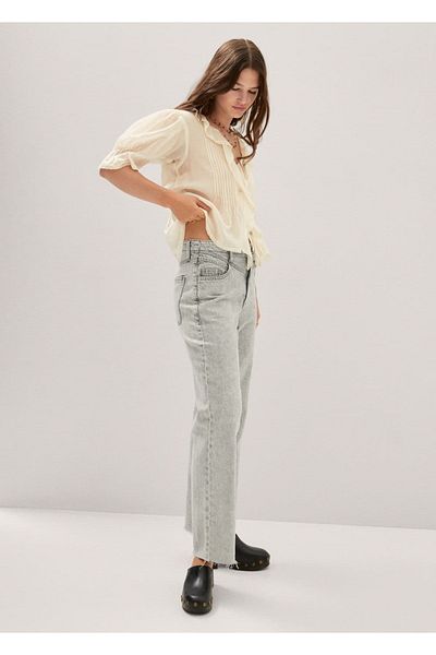 MANGO Woman Wideleg Jeans with Frayed Legs