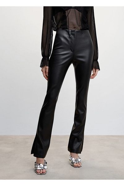 MANGO Woman Leather Look Trousers