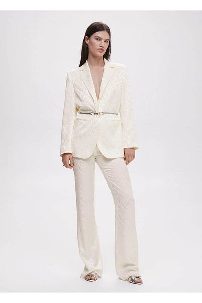 MANGO Woman Jacquard Fabric Trousers