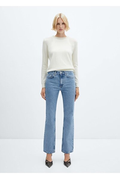 MANGO Woman Orta bel düz kesim jean