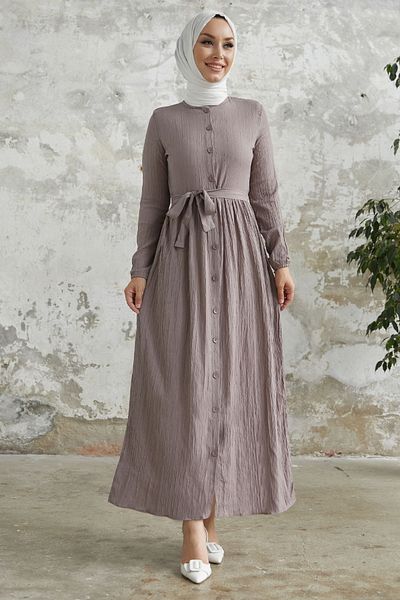 InStyle Šaty Lemina Belt - Mléčně hnědé