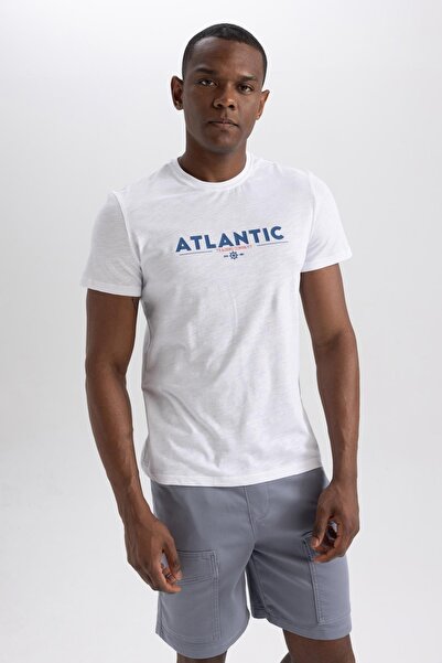 DeFacto Μπλουζάκι με κοντό μανίκι με στάμπα με λαιμόκοψη με λεπτή εφαρμογή A4011ax23hs