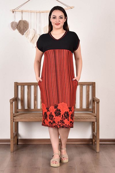 Neşeli Butik rochie de dama din vascoza broderie marime plus AYSL92