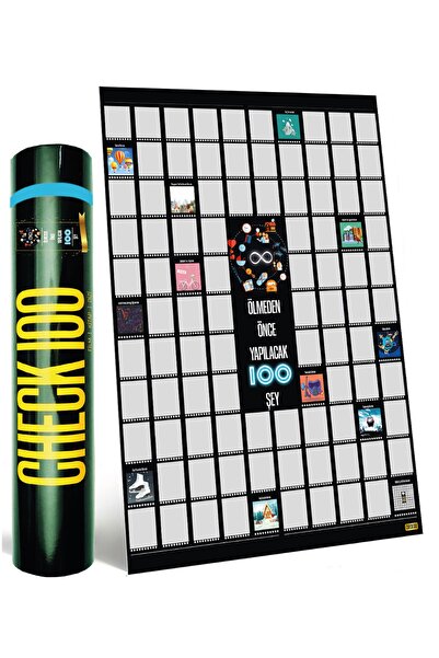 Check100 Ölmeden önce yapılacak 100 Şey Kazı kazan Poster,  Kazınabilir Hediy...