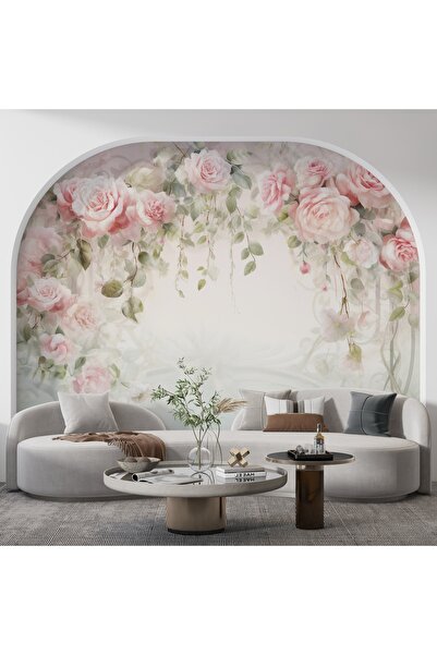 Dekoros Asılı Pembe Bahar Çiçekleri Poster Duvar Kağıdı, Tek Parça, Silinebilir, Kolay Montaj