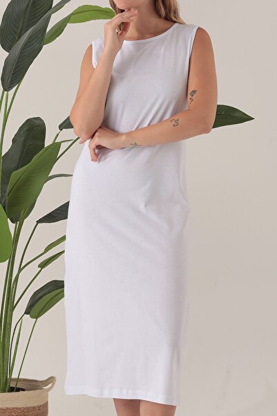 Avones Αμάνικο Μακρύ Φόρεμα Φόδρα Εσώρουχα Κάτω Φούστα Μεσοφόρι 100% Βαμβάκι