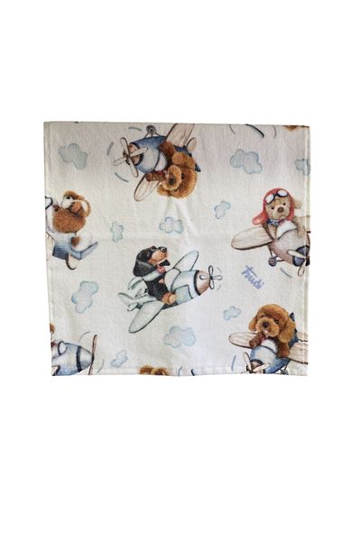 Lucy and Home HELICOPTER, DOG PRINTED VELVET BABY SHOWER TOWEL 60X110cm