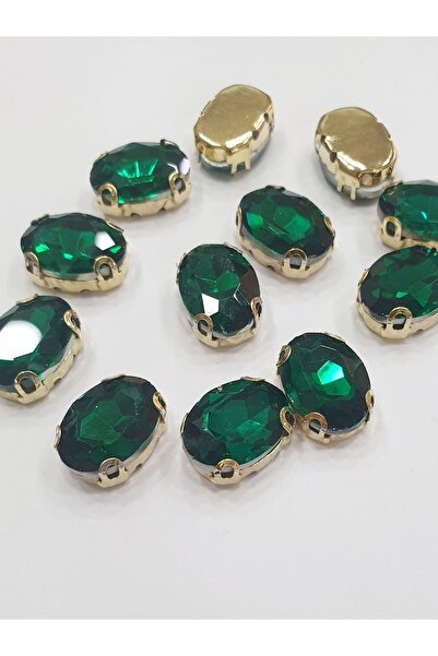 CRYSTALSHOP Kamen u kućištu - Ovalni zeleni 10*14 mm (50AD)