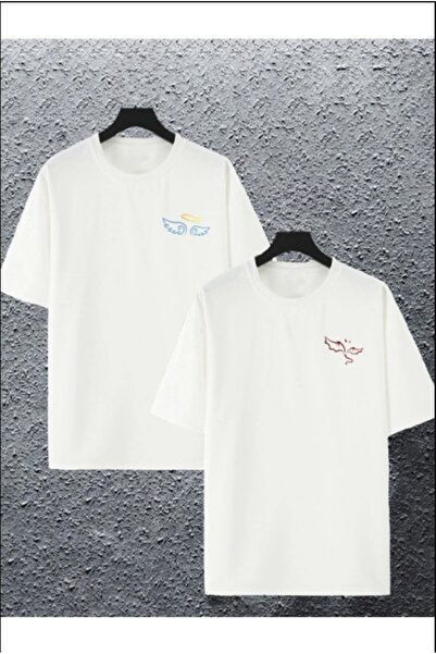 Pelna tricou combinație cuplu (2 piese) supradimensionat unisex imprimat gule...