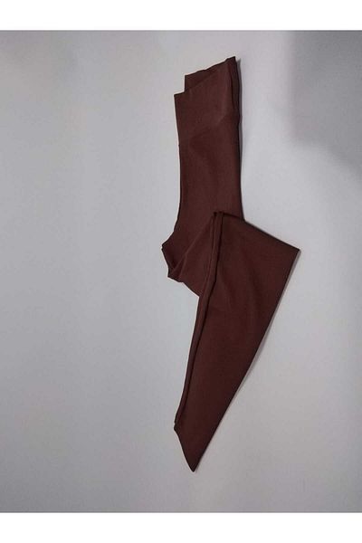 YORULMAZ Women's Brown High Waist Ribbed Leggings