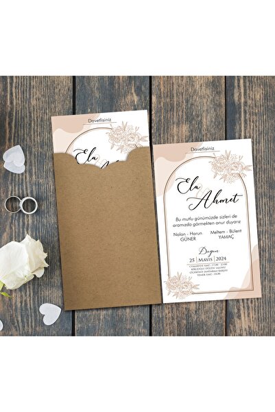 AnadoluMatbaacılık (BASKI DAHİL) Nişan Ve Düğün Davetiyesi - 100 Adet