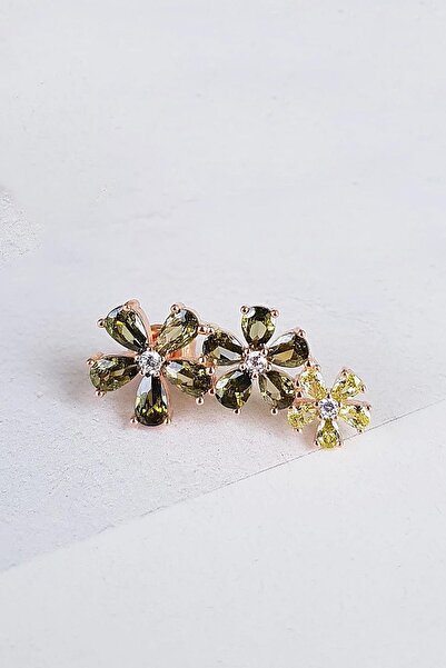 MorMajor Silver TEKLİ İTHAL 3LÜ ÇİÇEKLİ FLOWER GÜMÜŞ KÜPE