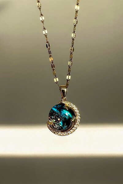 LisaAksesuar قلادة نسائية من الفولاذ المقاوم للصدأ 316L بحجر الزركون الذهبي و...