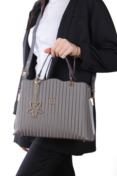 By Hakan dm-1263 wallet combination Women's Hand Bag Women's Shoulder Bag STRIPED GRAY