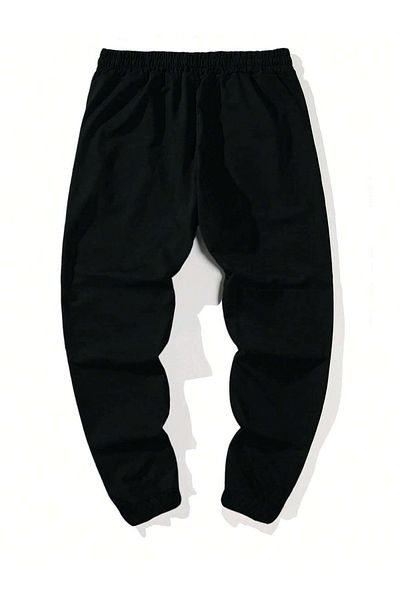 MODARİCH Smtle Rabbit Jogger Sweatpants - Μαύρο εμπριμέ ελαστικό πόδι ψηλά στη μέση