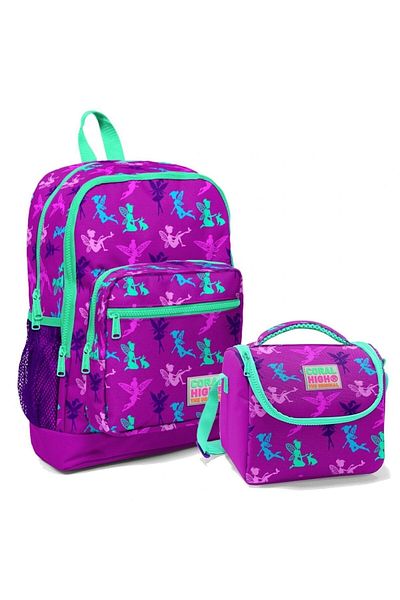 Coral High Primary School Backpack and Lunch Set - Purple Fairy Girl