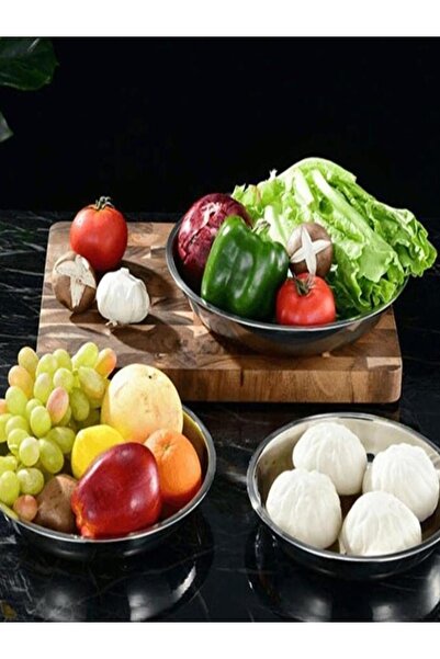 BİODATA 6 Adet Paslanmaz Çelik Yemek Tabağı 20,5cm Yüksek Kenar Paça Tabak Makarna Salata Servis Tabağı