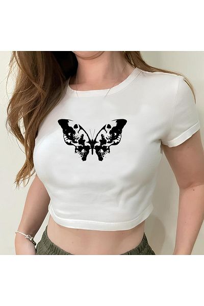 Jose Clothing ΓΥΝΑΙΚΕΙΑ ΛΕΥΚΗ ΕΚΠΤΩΜΕΝΗ ΣΩΜΑ ΚΟΝΤΟΜΑΝΙΚΗ CROP ΜΠΛΟΥΖΑ