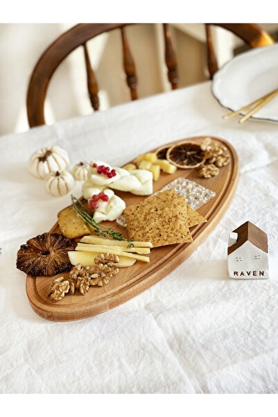 NOBLERAVEN DESIGN Natural Oval Beech Wooden Cheese and Presentation Plate, Meat Presentation, Fish Plate, Pita Presentation Plate