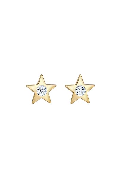 ELLI Ohrringe Stecker Stern Astro Diamant (0,03ct) 375 Gelbgold