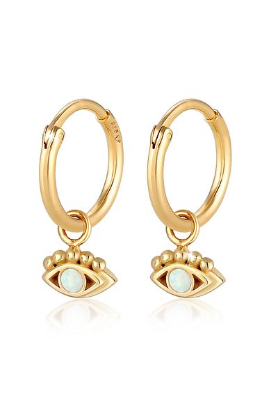 ELLI Ohrringe Creolen Hänger Evil Eye Synth. Opal 925 Silber
