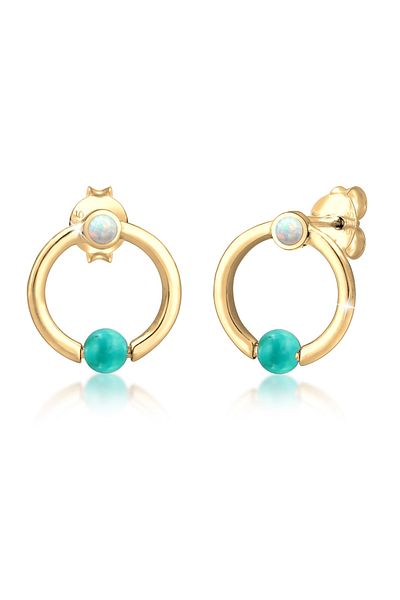 ELLI Ohrringe Kreis Howlith Stein Synthetischer Opal 925 Silber