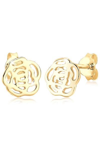 ELLI Ohrringe Rose Blume Blüte Sommer 585 Gelbgold