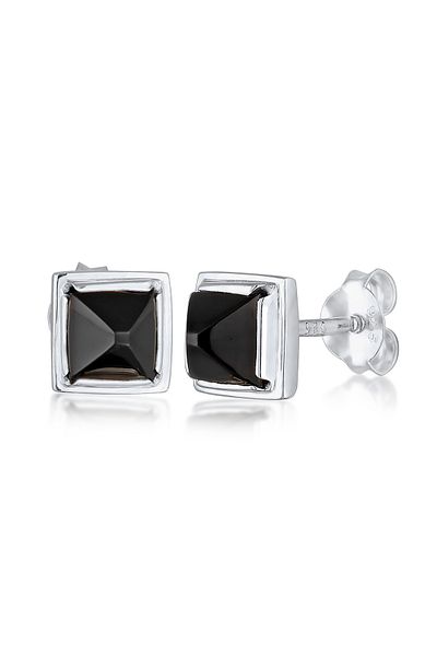 KUZZOI Ohrringe Onyx Pyramid Quadrat 925 Silber