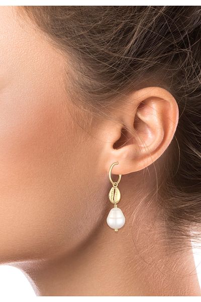 ELLI Ohrringe Kauri Muschel Barock Süßwasserperle 925 Silber
