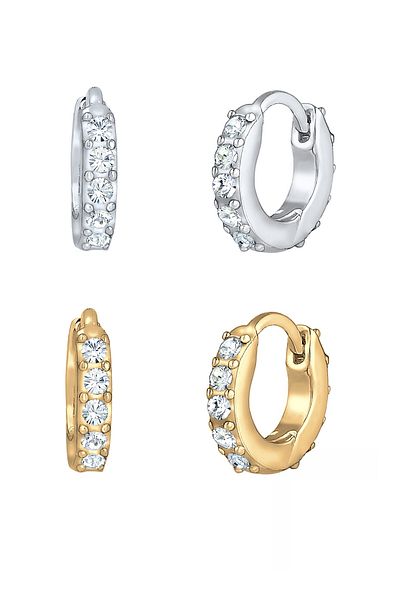 ELLI Ohrringe Creolen 2er Set Kristalle 925 Silber
