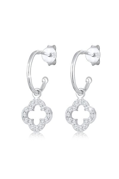 ELLI Ohrringe Creolen Kleeblatt Talisman Zirkonia 925 Silber