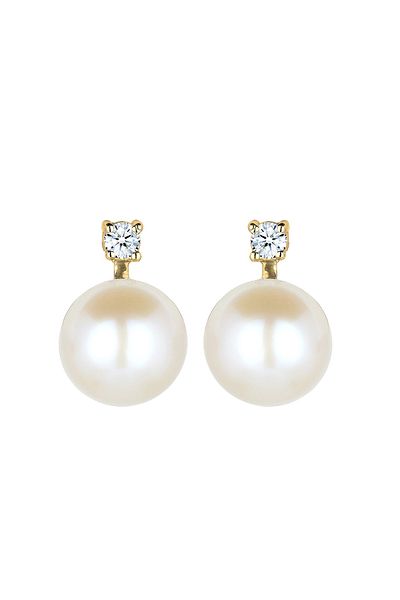 ELLI Ohrringe Perle Elegant Diamant (0.06 ct.) 585 Gelbgold