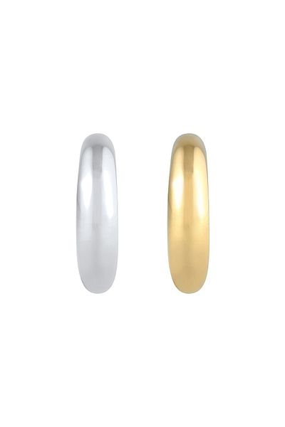 ELLI Ohrringe Earcuff Set Bi-Color Rund Gewölbt 925 Silber