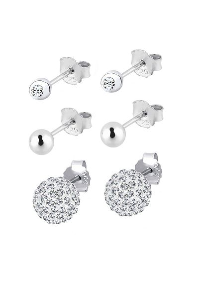ELLI Ohrringe 3er Set Kristalle 925 Silber