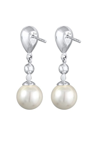 Nenalina Ohrringe Hänger Perle Zirkonia Muschelkernperle 925 Silber