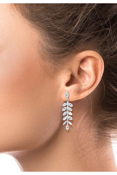 ELLI Ohrringe mit Kristallen und Blattmotiv, 925er Silber