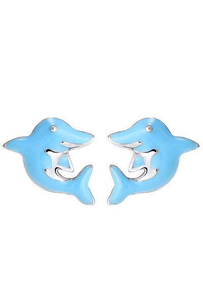 ELLI Ohrringe Kinder Delfin Katmanlı Emaille 925 Ayar Gümüş